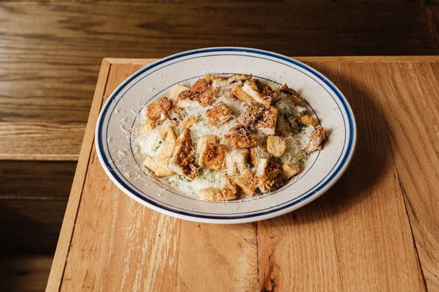 Crispy Chicken Caesar Salad.